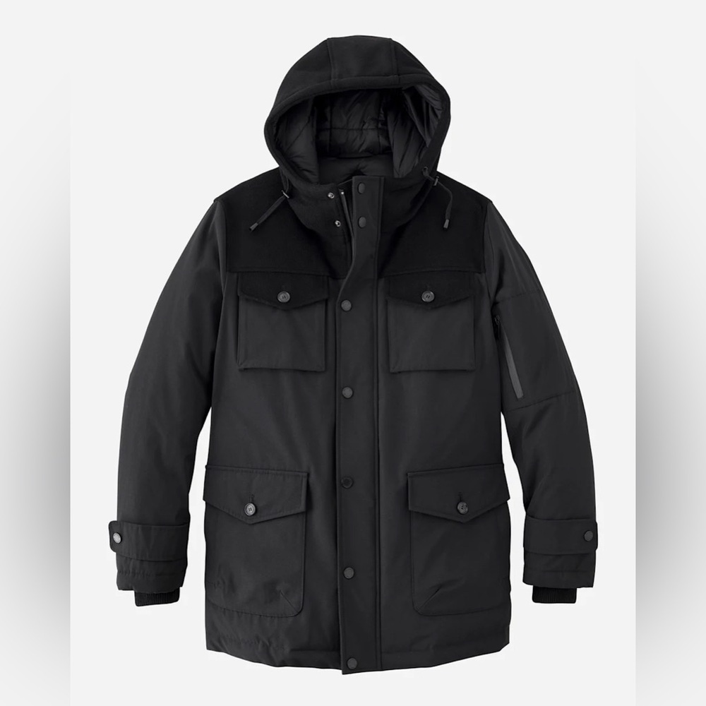 Pendleton Men’s Ontario Down Filled Parka Black Hooded Jacket SZ MED